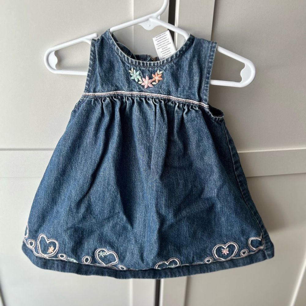 Y2K 2006 Gymboree Denim Dress with Pastel Embroidery
